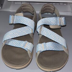 KURU Sandals with Blue Patterned Straps
